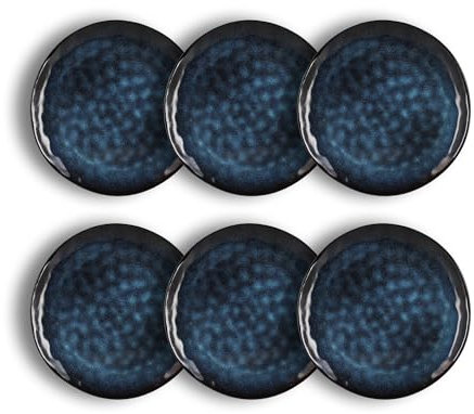 OGO LIVING - Set mit 6 flachen Tellern Costa, 28 cm, aus blauem Steinzeug, 2614770