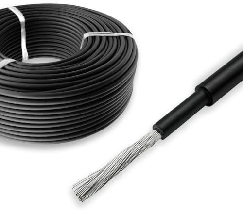 MANAX Câble solaire 6 mm² noir – 100 m – Certifié TÜV Süd – Résistant aux UV, flexible, câble photovoltaïque, câble PV, câble de raccordement solaire pour panneau solaire, onduleur et régulateur de
