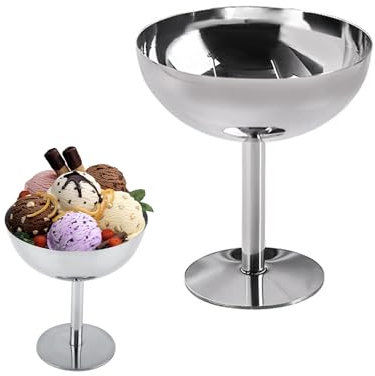 WBYNB Edelstahl Dessertbecher mit Fuß, Eisbecher Edelstahl Dessert Cups, Dessertgläser mit Fuß Dessertschalen, Metall-Eisbecher für Desserts, Geeignet für Salate, Früchte, Pudding, Eiscreme usw