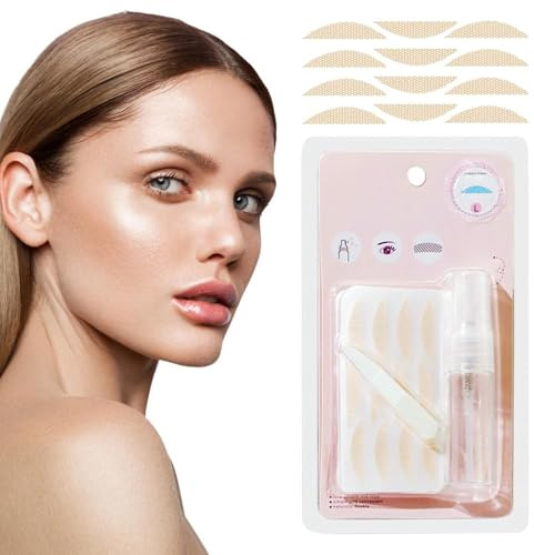 Glue-Free Ultra Natural Invisible Double Eyelid Sticker, Waterproof Invisible Eyelid Tape for Hooded Eyes, Invisible Eyelid Lifter Strips for Women Girls (S: 2.2 * 0.4cm)