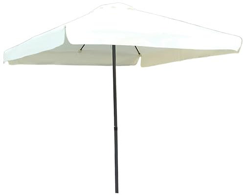 PQPQLI Parasol Carré 2.0m Droit Protection UV Imperméable, Parasol De Terrasse Résistant Au Vent Stable, 8 Baleines Robustes pour Jardin Plage, Cadre en Fer sans Base(Blanc)