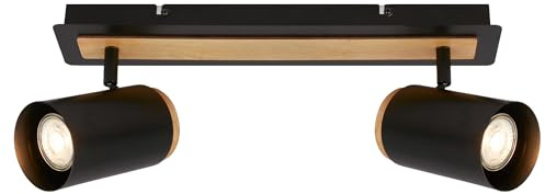 BRILONER - Plafonnier orientable, douille GU10, max. 9W, plafonnier, spot de plafond, luminaire, lustre salon, lumière plafond, lustre chambre, 40 cm, noir-bois