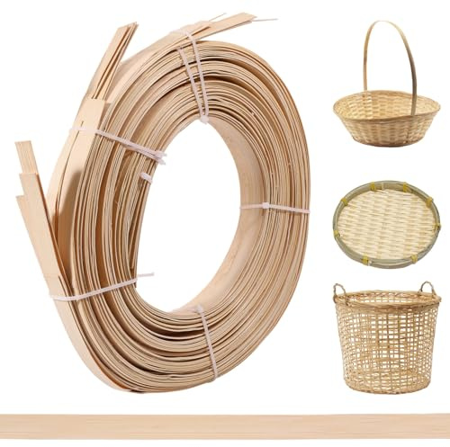 FREEBLOSS 10Pcs Bamboo Strips for Weaving Flat Bamboo Sticks for Craft Smooth Surface Flat Cane Webbing Basket Weaving Strips(10Pcs in a Bundle, 100Feet, 0.6 Inch Wide)