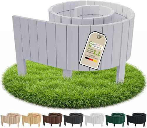 Floranica Beetumrandung Holz H 40 x L 200 cm Silber gerade Oberkante | Hoher Designzaun aus Kiefernholz mit gerader Oberkante als Palisade, auf Maß kürzbar, strukturiert
