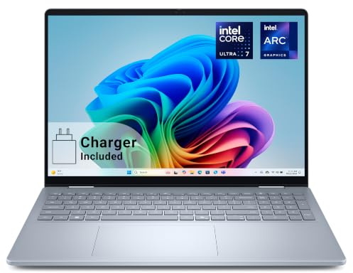 Dell 16 Plus 2-in-1 Laptop DB06250 Copilot+ PC, 16 2K Touch 16:10, Intel Core Ultra 7 256V, Intel Arc, 16GB RAM, 512GB SSD, Win 11 Home,QWERTY - Ice Blue + 65W USB-C AC Adapter with Power Cord