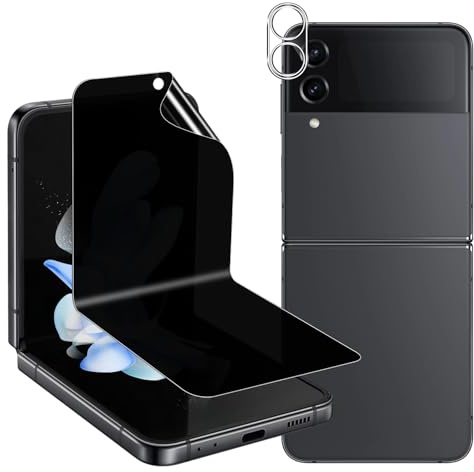Holilo para Samsung Galaxy Z Flip 4 5G TPU Protector de Pantalla Privacidad + Protector cámara [1+1 Piezas], Privacy Cristal Templado Anti Espía Vidrio Película, 9H HD Anti-Arañazos, Sin Burbujas