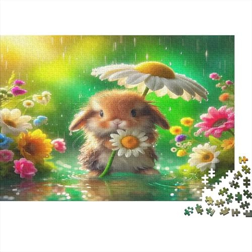 Cute White Bunny in Snowy Scene Puzzle 1000-teilige Schwer Puzzle Spielzeug Lernspiel Impossible Herausforderung Spielzeug Für Erwachsene Kinder 70x50cm/1000pcs