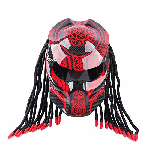Motorrad Persönlichkeit Helm Predator Krieger Carbon Fiber Helm,EIN,L