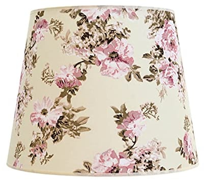 XL Lampenschirm Stoff in Ecru Rosa für Wohnzimmer Stehleuchten B:38 cm E27 konisch gemütlich wohnlicher Leuchtenschirm WILLOW
