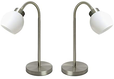Trango 2er Pack LED Schreibtischlampe 2017-00 * 2 Tischleuchte Nachttischlampe Fensterbankleuchte Lampe *New Jersey* inkl. LED Leuchtmittel 3000K warmweiß