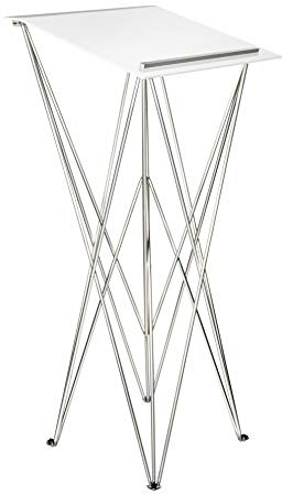 Spider Pult – Stehpult klappbar in weiß | Acryl Pultplatte 49 x 49 cm | 105 cm Stehhöhe | leichtes, faltbares Rednerpult – Schreibpult aus stabilem Aluminium und Acryl