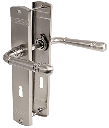 Türgriff Türklinke Türbeschlag Griff Schutzbeschlag Türdrücker in Nickel matt Drückergarnitur (Buntbart)