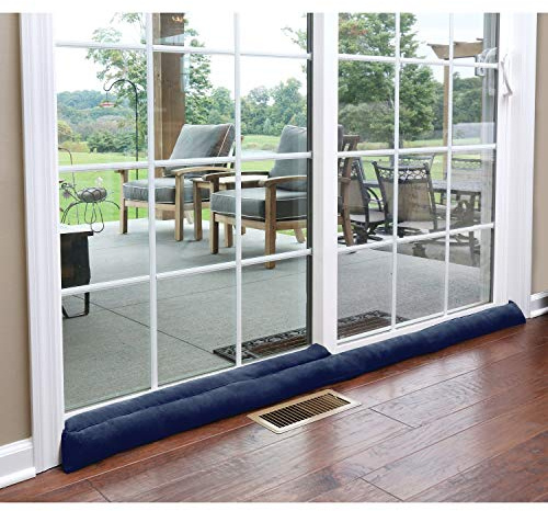 HOME DISTRICT Boudin de Porte coulissante – Butée de Porte de terrasse lestée – Bloque Les Insectes et Le Bruit – Environ 180,3 cm de Long – Bleu Marine