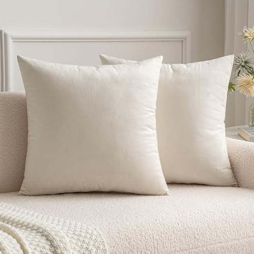MIULEE 2er Set Samt Weihnachten Kissenbezüge Kissenhülle Kissenbezug Sofakissen Dekorative Dekokissen Couchkissen mit Verstecktem Reißverschluss Sofa Schlafzimmer 30x30 cm Creme weiß