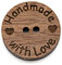 NaturSchatulle Holzknöpfe Motiv Handmade with Love | 5 Stück Nussbaum 2 Loch Knöpfe Holz DIY Basteln Nähen Schmuckherstellung Annähen Kinderknöpfe