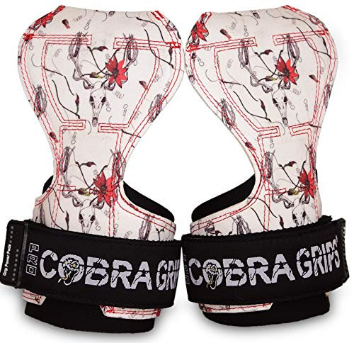 Cobra Grips Pro Guanti per sollevamento pesi, cinghie resistenti, ganci alternativi per sollevamento pesi, ideali per stacchi da terra, regolabili in neoprene, imbottiti, polsiere di supporto per