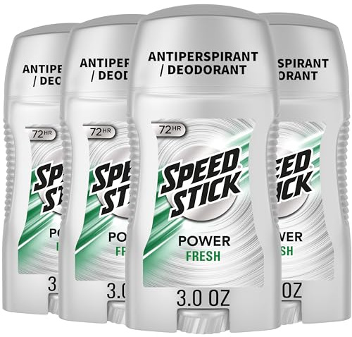 Speed Stick Power Antiperspirant Deodorant for Men, 72 HR Sweat & Odor Protection, Fresh Scent, 3.0 oz Stick (4 Pack)