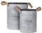 Pot de fleurs vintage en zinc galvanisé avec poignée en corde (lot de 2 tailles)