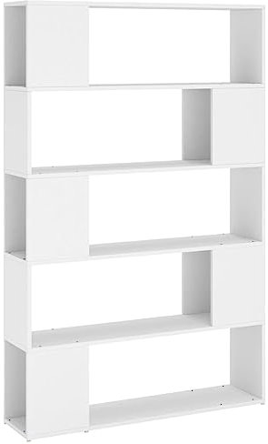 vidaXL Bücherregal Raumteiler Standregal Wandregal Bücherschrank Bürorregal Regal Aktenregal Aufbewahrung Raumtrenner Weiß 100x24x155cm Holzwerkstoff