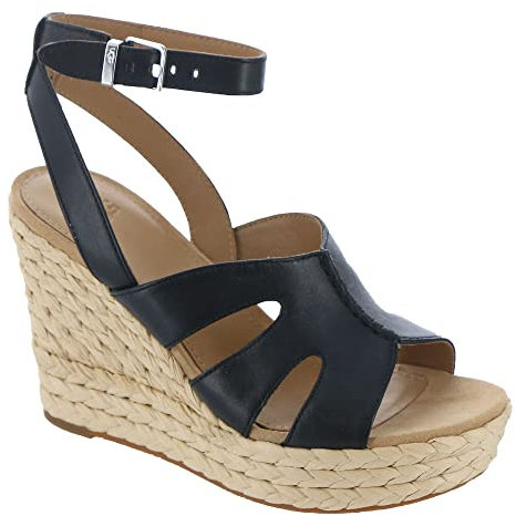 UGG Damen Careena Sandale, Schwarzes Leder, 41 EU