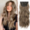 FESHFEN Clip in Extensions, 4PCS Haarverlängerungen mit Clips Synthetik Gewellte Haarextension Brünett gemischt mit Aschblond Wavy Wellig Haar Extensions Clip in Haarteil für Frauen 50 cm