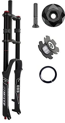 RUJIXU Mountain Bike Front Suspension Fork 26 27.5 29 Inch Disc Brake Air Down Hill Fork 1-1/8 Straight 1-1/2 Tapered Mtb Triple Tree Bike Fork Travel 135mm Quick Release 2440g