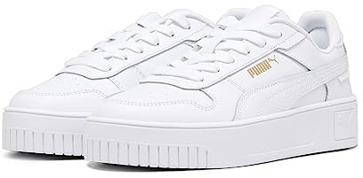 PUMA Mädchen Carina Street Jr Sneaker, Puma White Puma White Puma Gold, 35.5 EU