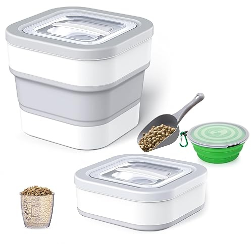 Wuciray Contenitore Cibo Cani Gatto Porta Crocchette Pieghevole con Misurino e Pala per Alimenti Croccantini 5kg