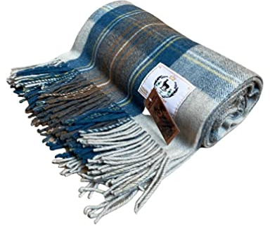 Wollen Tartan Plaid Stewart Muted Blue - Sustainable - Warm - Wool Soft - Classic - Recycled Wool