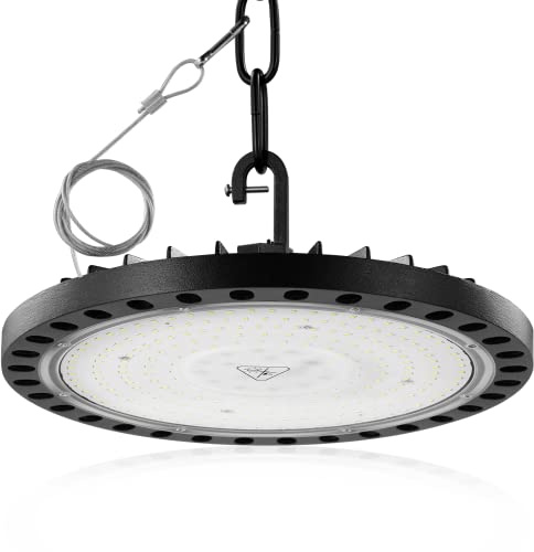 papasbox 200W LED Werkstatt Deckenleuchte Werkstattleuchte Kaltweiß Deckenstrahler | UFO Lampe für Werkstattlampe LED Hallenbeleuchtung Hallenstrahler Industrielampe
