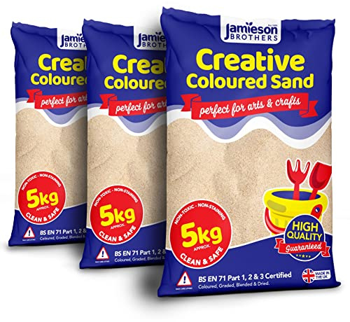 Jamieson Brothers Natural Moist Beige Play Sand – 15kg Bag Soft Sand for Kids – Make Sand Art, Arts & Craft Creative Sand – Non-Toxic & Non-Staining