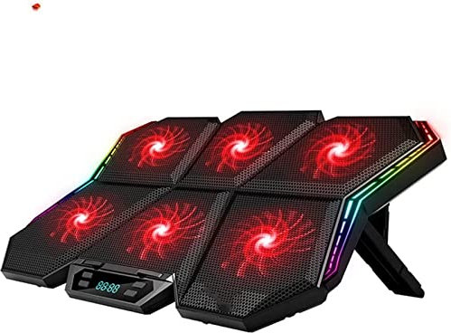 Gaming RGB Laptop Cooler 12-17 Pulgadas Pantalla Led Laptop Cooling Pad Notebook Cooler Stand con Seis Ventiladores y 2 Puertos USB