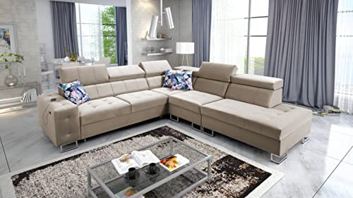 All4All Ecksofa Hugo IX 286x298cm - Schlaffunktion - Bettkasten - L-Form - Couch - Eckcouch - Schlafsofa - Sofaeck - Bett - Wohnlandschaft - 26