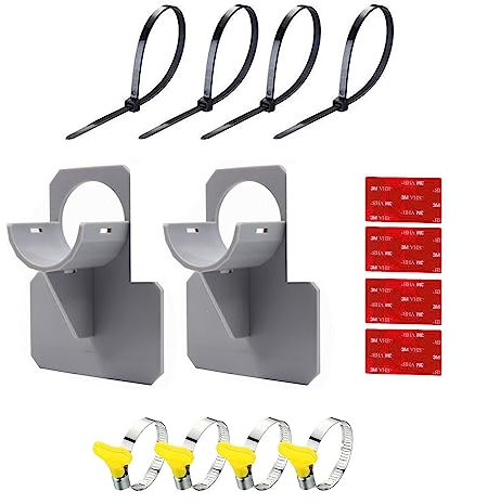 Adovoc Lot de 2 supports de tuyau de piscine en plastique ABS et acier inoxydable, support mural, pour piscines hors sol, empêche les tuyaux de s'affaisser, gris