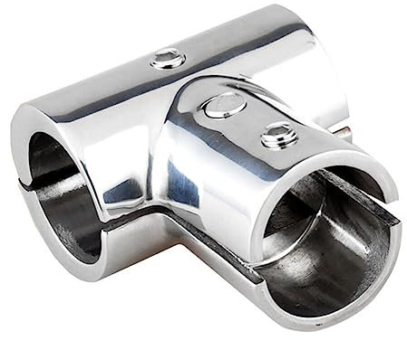 MoreChioce Edelstahl Boot Schienenbeschlag, Handlauf Halterung Relingbeschlag Klappbar 90 Grad T-Stück Boote Schlauchanschluss für Boote Marineschiffe Yachten Handläufe Innendurchmesser: 30mm