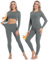 INNERSY Skiunterwäsche Damen Set Warm Thermounterwäsche Frauen Winter Thermo Oberteil Leggings (M, Warmes Grau)
