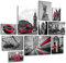 Giallobus - Satz von 10 mehrteiligen Gemälden - London in red - MDF-Holz - | 2 x 42x29,7cm | 4 x 29,7x21cm | 4 x 21x14,85cm | - Fertig zum Aufhängen – Gemälde