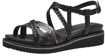 Tamaris Damen Plateau Sandalen Leder Sommer; BLACK/schwarz; 38 EU