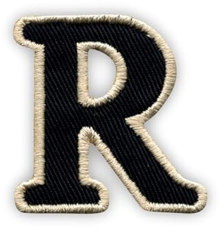 Buchstabe R - schwarz - Aufnäher - bestickt - Abzeichen / Emblem