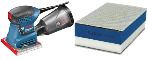Bosch Professional Ponceuse vibrante GSS 140-1 A (180W, Régime à Vide : 12,000 tr/min, Mouvements orbitaux à Vide 24,000 osc/min, Pack d'accessoires, Boîte en Carton) + 1x Expert Cale Dual Density