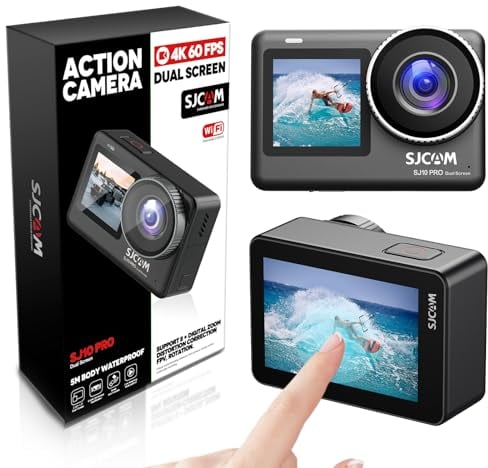SJCAM SJ10PRO 4K60FPS 2.4Ghz/5Ghz Action Camera, 5m Body Waterproof Underwater Camera, 2.33'' Touch Screen 170° FOV Sports Camera with 6-aixs Stabilization