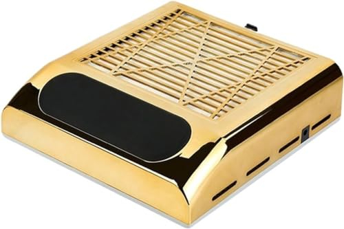 Cris Nails - Aspirador profesional de polvo para manicura de alta potencia 80W con filtro reutilzable, colector de polvo de uñas, color dorado