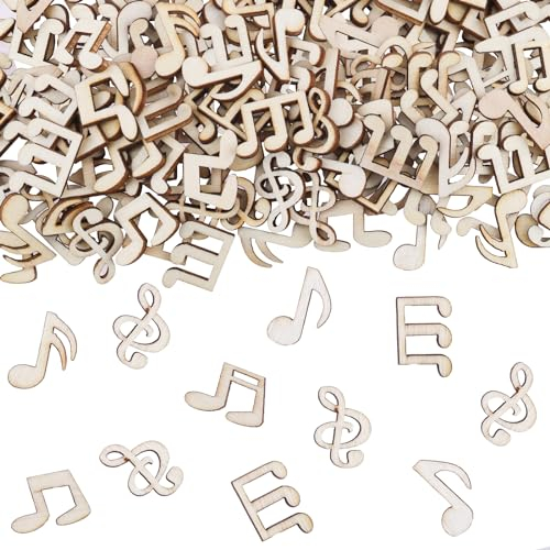 ALEGRE® 100 Stück Notenschlüssel Deko Konfetti Holz, Musiknoten Streudeko Geburtstag, Tischdeko Taufe Mädchen Junge, Musiknote Confetti für Babyshower, Abschluss, Musik Party, Hochzeit, Geburtstag