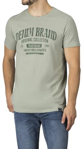 DENIMFY Tshirt Herren Baumwolle Regular Fit DFNuri Rundhals Kurzarm Sommer Tee Shirt Logoprint, Größe:4XL, Farben:Iceberg Green (FDY)