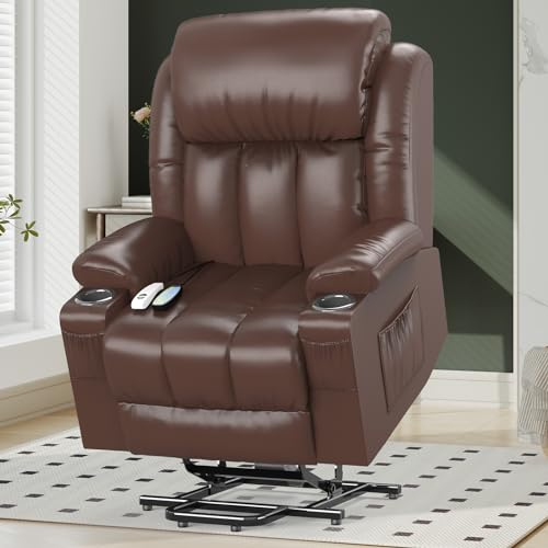 YONISEE Fernsehsessel Massagesessel Elektrisch Relaxsessel mit Liegefunktion Aufstehhilfe, Massage Heizung, Fußteil, Getränkehalter 4 Seitentaschen,TYP C & USB-Anschlüsse Liegen TV Sessel Wohnzimmer
