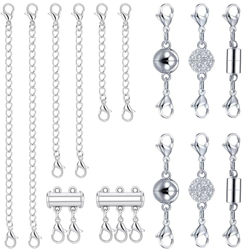 TEEUCNY Magnet Schmuck-Verschlüsse, Verlängerung Kette, Magnetische Karabinerverschlüsse Ketten Layering Verschluss, Verlängerung Kette für Armband, Halskette, Schmuck, Schmuckherstellung 14 Stück