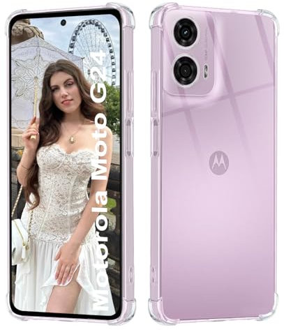 ISOI - Cover compatibile con Motorola Moto G24 Custodia, con Paraurti Airbag Antiurto Protezione Completa, Case Protettiva in Silicone TPU Ultrasottile e Morbido - Trasparente