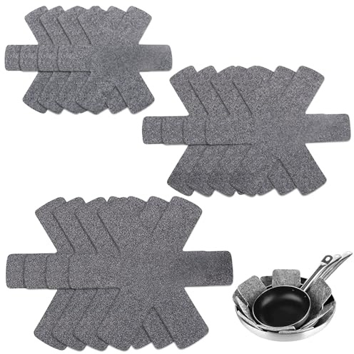 Qaestuan 12 Piezas Protectores para Sartenes, 3 Separadores de Diferentes Tamaños, Antideslizante Protectores de Apilamiento, Resistentes al Calor Protector de Olla, para Evitar Arañazos