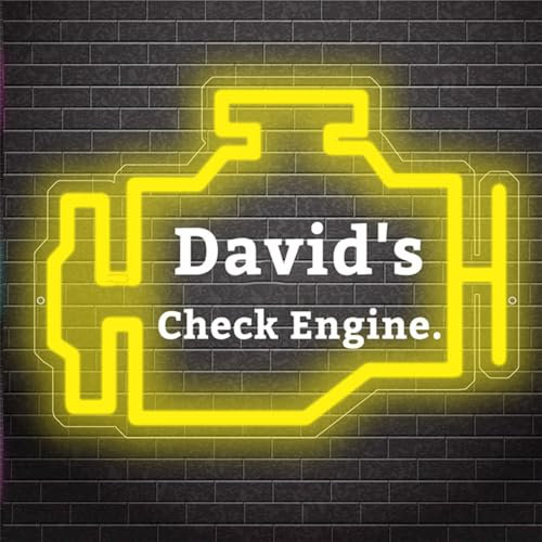 MYZQIFF Personalisierte Check Engine Neon Zeichen, benutzerdefinierte Name LED Garage Zeichen Wand Dekor, Check Engine Licht Neon Zeichen für Garage Dekoration, Mann Höhle, Geschenke für Papa Papa
