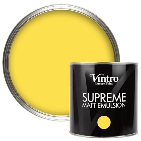 Vintro | Luxury Matt Emulsion | Smooth Chalky Finish | Multi Surface Paint | for Walls, Ceilings, Wood and Metal 2.5L (Highlighter Yellow - Yellow Maiden, 2.5 Litre)